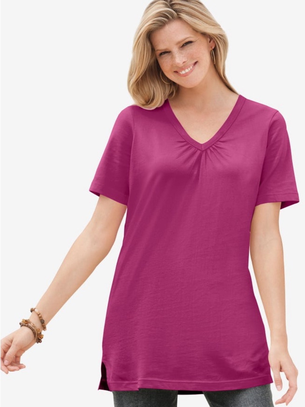 Woman Within Short Sleeve Red Raspberry Top 18/20 - Picture 8 of 10